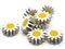 8 21mm White Daisy Flower with Yellow Center Flat Floral Wood Beads
